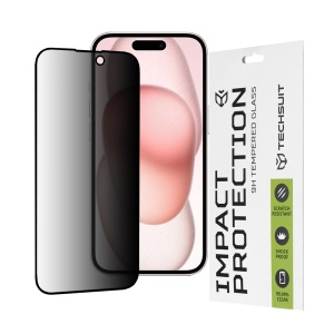 Folie pentru iPhone 15 / iPhone 16 - Techsuit 111D Privacy FullÂ Glue - Black