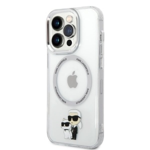 Husa iPhone 14 Pro - Karl Lagerfeld Hardcase MagSafe (KLHMP14LHNKCIT) - Transparent Iconic Karl&Choupette - Img 6