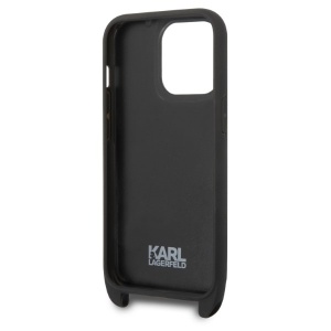 Husa iPhone 14 Pro - Karl Lagerfeld Hardcase with Strap (KLHCP14LSTMMK) - Monogram Plaque Logo - Img 5