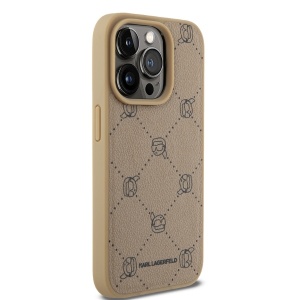 Husa iPhone 15 Pro Max - Karl Lagerfeld Leather MagSafe (KLHMP15XPGKHPHE) - Beige Karl Heads - Img 2