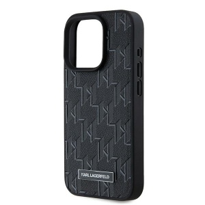 Husa iPhone 15 Pro Max - Karl Lagerfeld Leather MagSafe (KLHMP15XPKHPORPK) - Monogram Metal Logo - Img 4