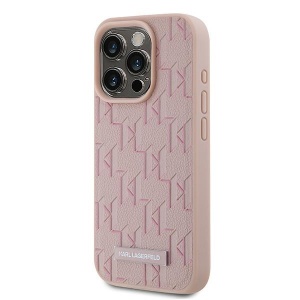 Husa iPhone 15 Pro Max - Karl Lagerfeld Leather MagSafe (KLHMP15XPKHPORPP) - Pink Monogram Metal Logo - Img 5