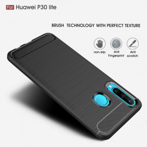 Husa pentru Huawei P30 Lite / P30 lite New Edition - Techsuit Carbon Silicone - Black - Img 7