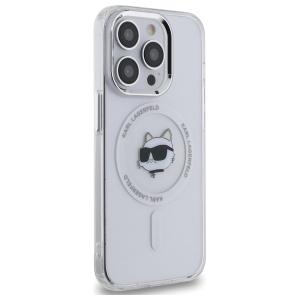 Husa pentru iPhone 12 / iPhone 12 Pro - Karl Lagerfeld IML MagSafe (KLHMP12MHLSCHH) - White Metal Choupette`s Head - Img 4