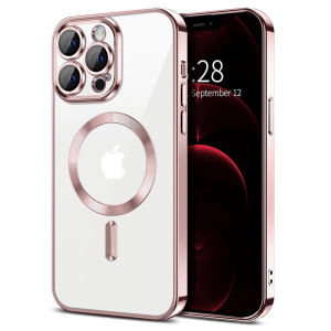 Husa pentru iPhone 12 Pro Max - Techsuit Luxury Crystal MagSafe - Pink - Img 2
