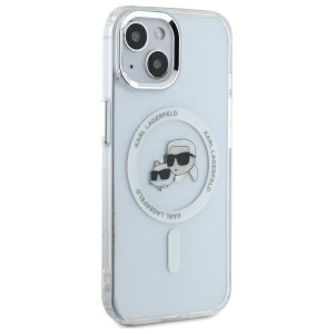 Husa pentru iPhone 14 - Karl Lagerfeld IML MagSafe (KLHMP14SHLSKCH) - White Metal Karl&Choupette Head - Img 2