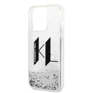 Husa pentru iPhone 14 Pro - Karl Lagerfeld Hardcase Liquid Glitter (KLHCP14LLBKLCS) - Big KL - Img 2