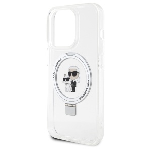 Husa pentru iPhone 14 Pro - Karl Lagerfeld Hardcase Ring Stand MagSafe (KLHMP14LHMRSKCH) - White Karl&Choupette - Img 3