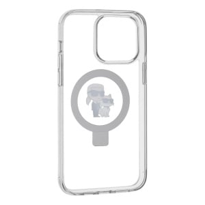 Husa pentru iPhone 14 Pro - Karl Lagerfeld Hardcase Ring Stand MagSafe (KLHMP14LHMRSKCH) - White Karl&Choupette - Img 9