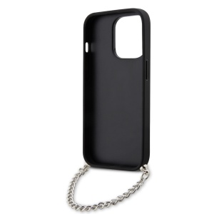 Husa pentru iPhone 14 Pro - Karl Lagerfeld Saffiano Monogram Chain (KLHCP14LSACKLHPK) - Black - Img 4