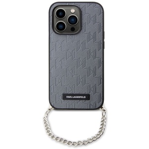 Husa pentru iPhone 14 Pro Max - Karl Lagerfeld Saffiano Monogram Chain (KLHCP14XSACKLHPG) - Silver - Img 2