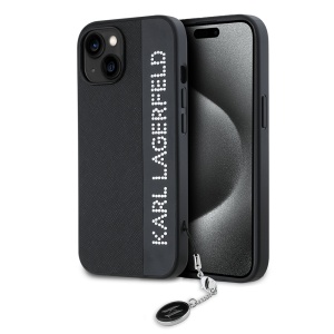Husa pentru iPhone 15 - Karl Lagerfeld Saffiano Rhinestones&Charm (KLHCP15SPSAKDGCK) - Black - Img 1