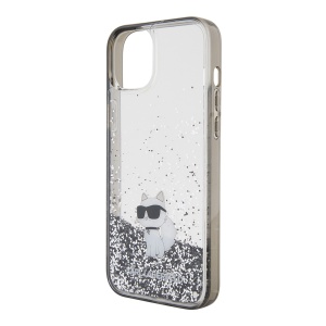 Husa pentru iPhone 15 Plus - Karl Lagerfeld Hardcase Liquid Glitter (KLHCP15MLKCNSK) - Transparent Choupette - Img 6