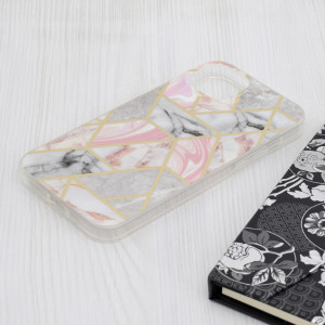 Husa pentru iPhone 15 Plus - Techsuit Marble Series - Pink Hex - Img 3