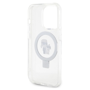 Husa pentru iPhone 15 Pro - Karl Lagerfeld Hardcase Ring Stand MagSafe (KLHMP15LHMRSKCH) - White Karl&Choupette - Img 6