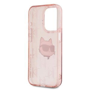 Husa pentru iPhone 15 Pro - Karl Lagerfeld IML Luxury (KLHCP15LHKLPCHP) - Pink Choupette Head&Monogram - Img 4