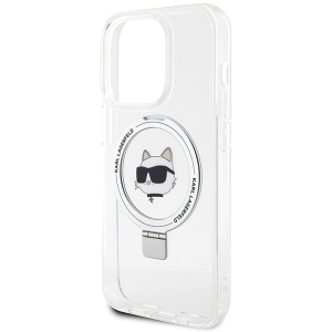 Husa pentru iPhone 15 Pro Max - Karl Lagerfeld Hardcase Ring Stand MagSafe (KLHMP15XHMRSCHH) - White Choupette Head - Img 2