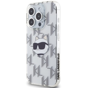 Husa pentru iPhone 15 Pro Max - Karl Lagerfeld IML Luxury (KLHCP15XHKLPCHT) - Transparent Choupette Head&Monogram - Img 5