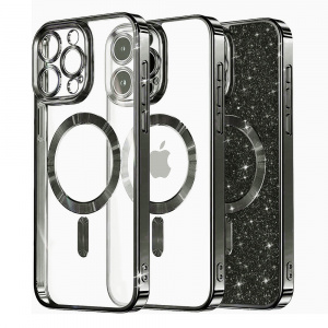 Husa pentru iPhone 15 Pro Max - Techsuit Luxury Glitter MagSafe - Black - Img 1