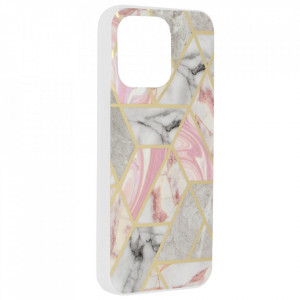 Husa pentru iPhone 15 Pro Max - Techsuit Marble Series - Pink Hex - Img 6