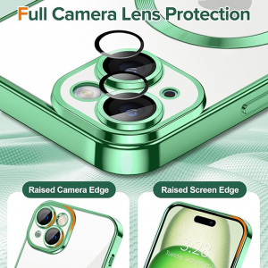 Husa pentru iPhone 15 - Techsuit Luxury Crystal MagSafe - Light Green - Img 5