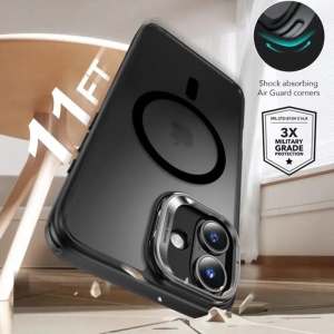 Husa pentru iPhone 16 - ESR Classic Hybrid HaloLock Kickstand - Frosted Black - Img 3