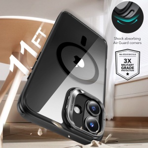 Husa pentru iPhone 16 + Folie - ESR Classic Hybrid HaloLock Kickstand - Clear Black - Img 2