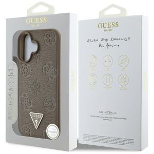 Husa pentru iPhone 16 - Guess Peony Grained Hot Stamp Triangle MagSafe (GUHMP16SPGBTMW) - Brown - Img 14