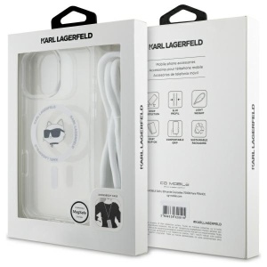 Husa pentru iPhone 16 - Karl Lagerfeld IML Crossbody MagSafe (KLHMP16SHCCHNT) - Transparent Choupette`s Head - Img 7