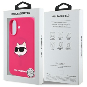 Husa pentru iPhone 16 - Karl Lagerfeld Silicone MagSafe (KLHMP16SSCHPPLF) - Fuchsia Choupette Head - Img 7