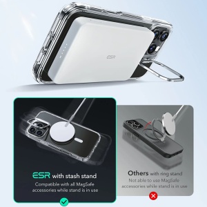 Husa pentru iPhone 16 Pro - ESR Classic Hybrid HaloLock Kickstand - Frosted Black - Img 3