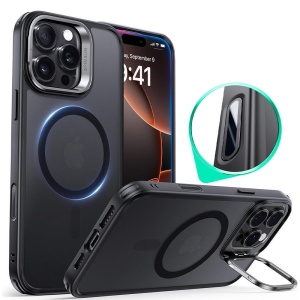 Husa pentru iPhone 16 Pro - ESR Classic Hybrid HaloLock Kickstand - Frosted Black - Img 1