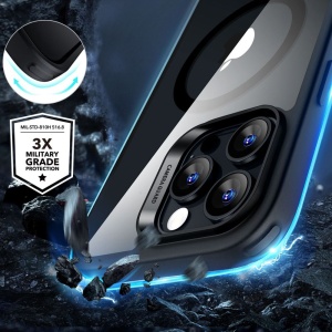 Husa pentru iPhone 16 Pro + Folie - ESR Classic Hybrid HaloLock - Clear / Black - Img 5