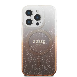 Husa pentru iPhone 16 Pro - Guess IML Glitter Gradient MagSafe (GUHMP16LHGRCELW) - Brown