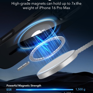 Husa pentru iPhone 16 Pro Max - ESR Classic Hybrid HaloLock - Clear Black - Img 3