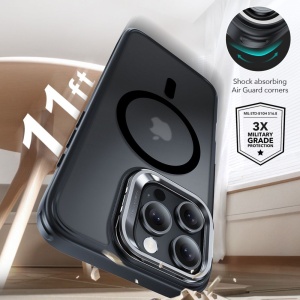 Husa pentru iPhone 16 Pro Max + Folie - ESR Classic Hybrid HaloLock Kickstand - Frosted Black - Img 5