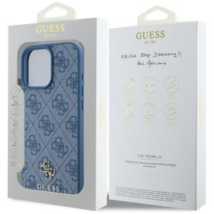 Husa pentru iPhone 16 Pro Max - Guess 4G Small and Classic Logo MagSafe (GUHMP16XP4SM4MB) - Blue - Img 7