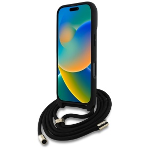 Husa pentru iPhone 16 Pro Max - Guess Hardcase 4G Big Logo with Cord Strap (GUHCP16XP4GMGCRK) - Black - Img 4