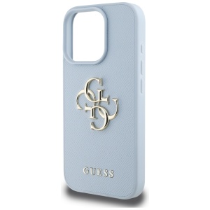 Husa pentru iPhone 16 Pro Max - Guess Hardcase Grained Big 4G Logo Small Classic Logo (GUHCP16XPGT4MBB) - Blue - Img 5
