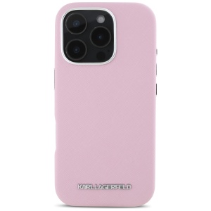 Husa pentru iPhone 16 Pro Max - Karl Lagerfeld Saffiano Full Wrapped Elongated Metal Logo MagSafe (KLHMP16XPSAFWMCP) - Pink - Img 3