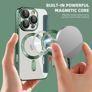 Husa pentru iPhone 16 Pro - Techsuit SmartMag Book Case - Green - Img 6