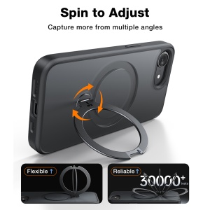 Husa pentru iPhone 16e - Torras Ostand Spin MagSafe Series - Black - Img 4