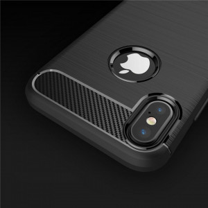 Husa pentru iPhone X / iPhone XS - Techsuit Carbon Silicone - Black - Img 3