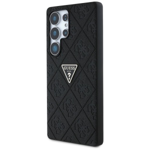 Husa pentru Samsung Galaxy S25 Ultra - Guess Leather Grained Hot Stamp 4G Triangle Metal (GUHCS25LPGP4STRK) - Black - Img 3