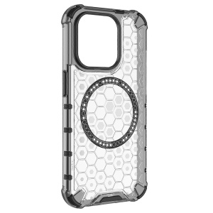 Husa transparenta pentru iPhone 15 Pro Max - Techsuit HoneyComb Shield MagSafe - White - Img 3