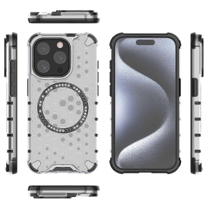 Husa transparenta pentru iPhone 15 Pro - Techsuit HoneyComb Shield MagSafe - White - Img 5