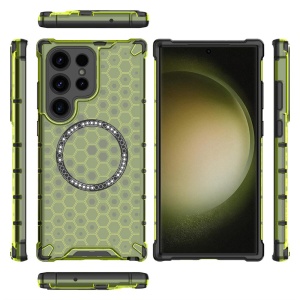 Husa transparenta pentru Samsung Galaxy S24 Ultra - Techsuit HoneyComb Shield MagSafe - Lime Green - Img 4