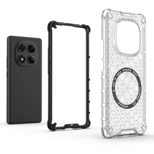 Husa transparenta pentru Xiaomi Redmi Note 14 Pro+ 5G - Techsuit HoneyComb Shield MagSafe - Black - Img 3