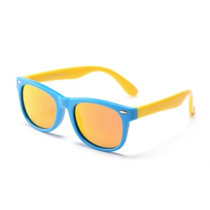 Ochelari de Soare pentru Copii cu Protectie UV - Techsuit (D802) - Blue / Yellow / Orange - Img 1