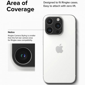 Protectie Camera pentru iPhone 15 Pro / iPhone 15 Pro Max - Ringke Camera Styling - Black - Img 6